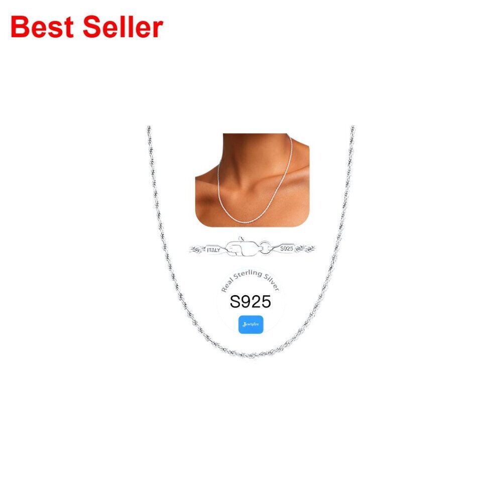 2mm Rope Chain 18k Gold Plated 925 Sterling Silver Necklace